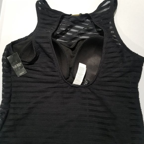 Lauren Ralph Lauren Plus Size Shadow Stripe OnePiece Swimsuit Ottoman Stripe 22W - Picture 7 of 12